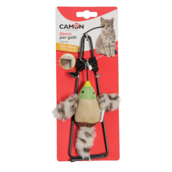 Іграшка для котів CAMON пташка з поліестеру та котячої м'яти, підвісна для дверних косяків , 20 см