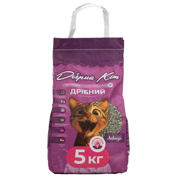 Добрий Кіт КРАФТ бентонітовий комкуючий наповнювач з ароматом лаванди для котячих туалетів, сірі гранули,  5 кг, дрібний