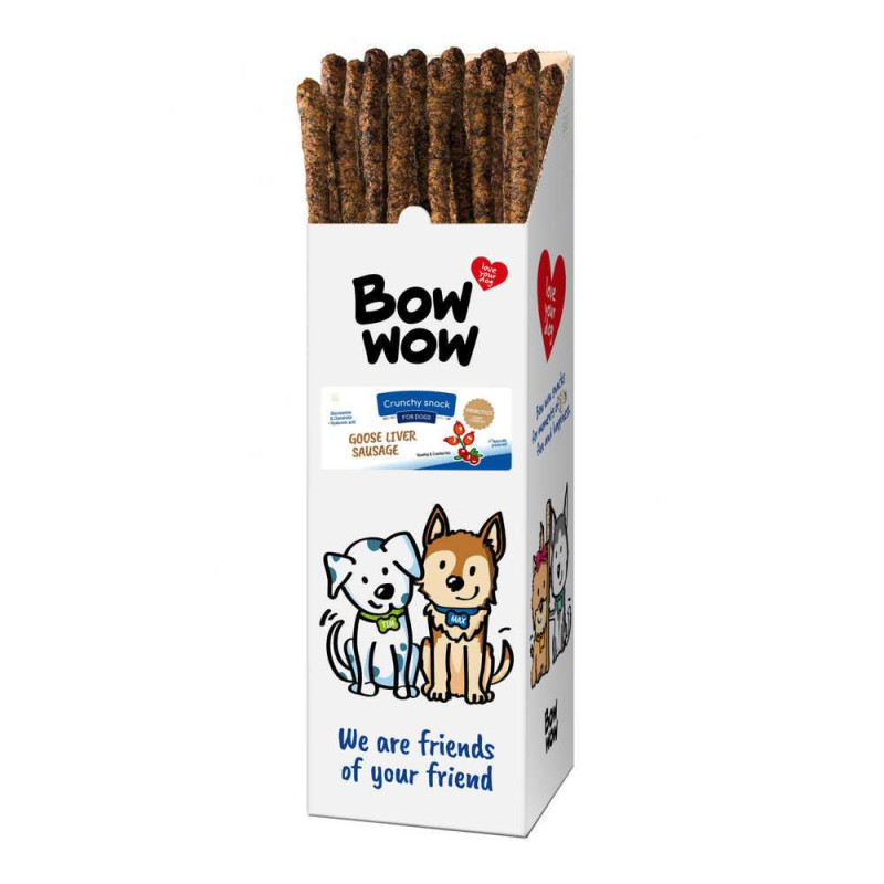 Ласощі  для собак "Bow wow" 53-58 см 175 гр, ковбаски з гусячої печінки