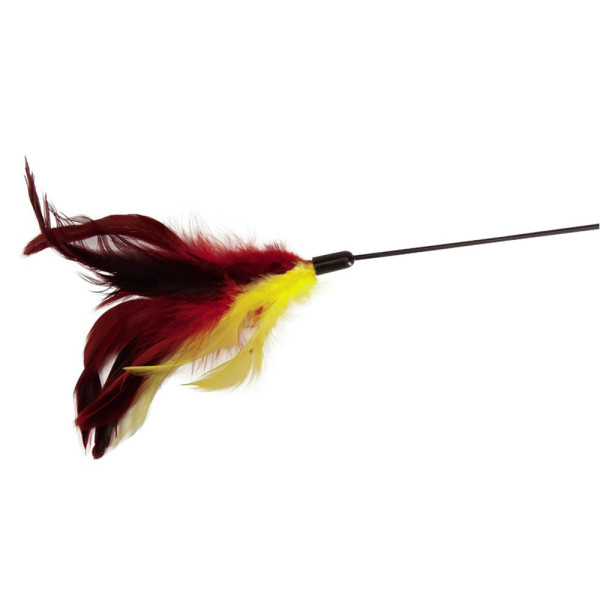 Іграшка для котів CAMON дразнилка вудочка з пуховим пір'ям та дзвіночком, 48 см
