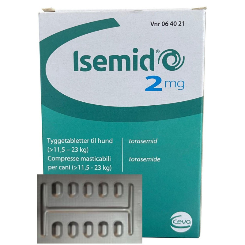 Ісемід 2 мг Ceva Isemid при застійній серцевій недостатності, набряку легенів у собак, 10 таблеток