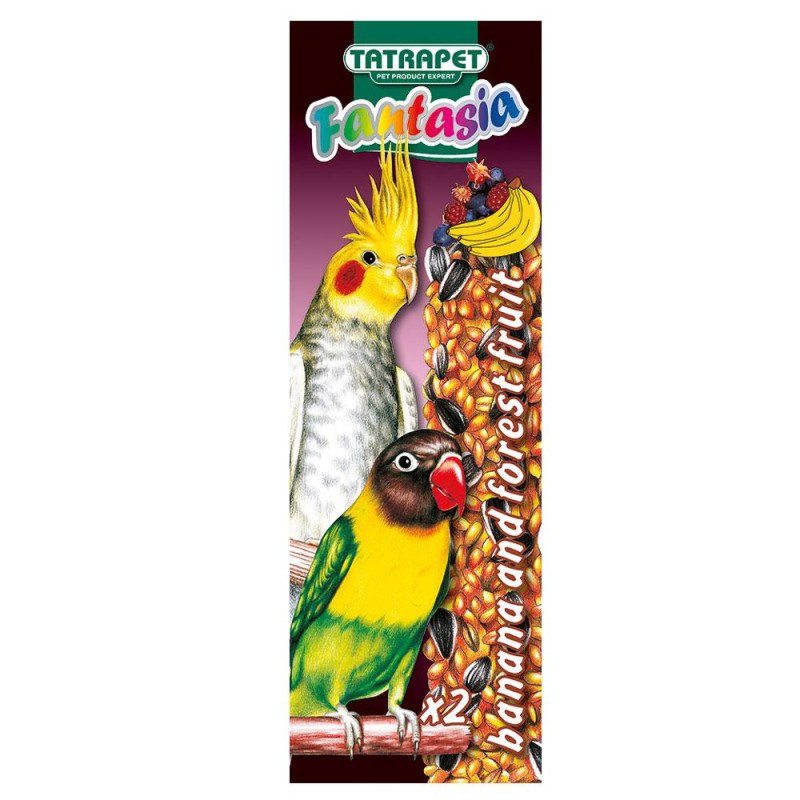 Колосок TETRAPET Fantasia для середніх папуг, банан/фрукти, 90 гр, 18-19 см