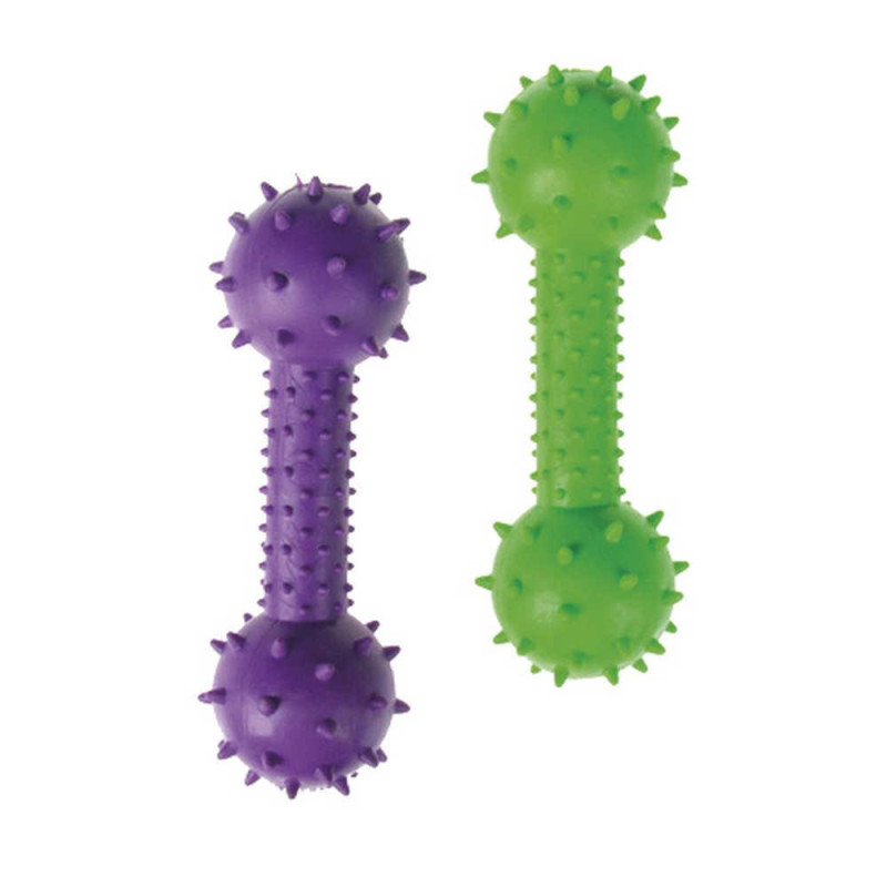 Іграшка для собак TETRAPET Dental Gum, гантелька гумова з шипами, пищалка, 14 см