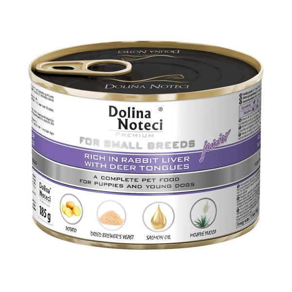 Корм конс.Dolina Noteci Premium  для цуценят,юніорів собак маленьких порід з печінкою кролика та язиком оленя, 185 гр