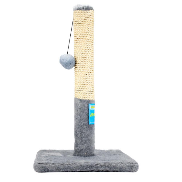 Драпак - столбик на подставке (сизаль) "Пушистики" серый 30/55 см.
