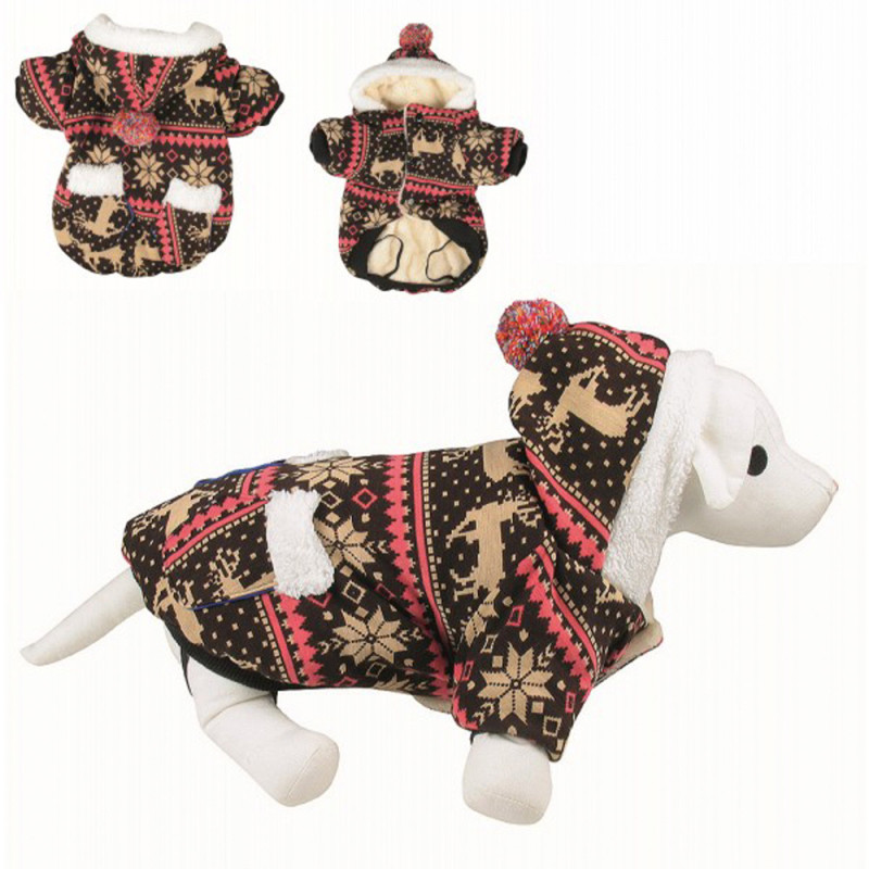 Куртка з капюшоном зимова TETRAPET на плюші Pom Pom, 40 см