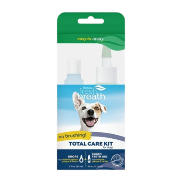 Набір Свіжий подих Tropiclean Total Care Kit (No Brush) для догляду за ротовою порожниною собак, дропси 30 мл + гель 118 мл Набір Свіжий подих Tropiclean Total Care Kit (No Brush) для догляду за ротовою порожниною собак, дропси 30 мл + гель 118 мл