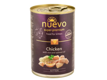 Нуево 400 гр Nuevo Kitten Chicken вологий корм для кошенят з куркою, рисом і жиром лосося, упаковка 6 банок (95114)