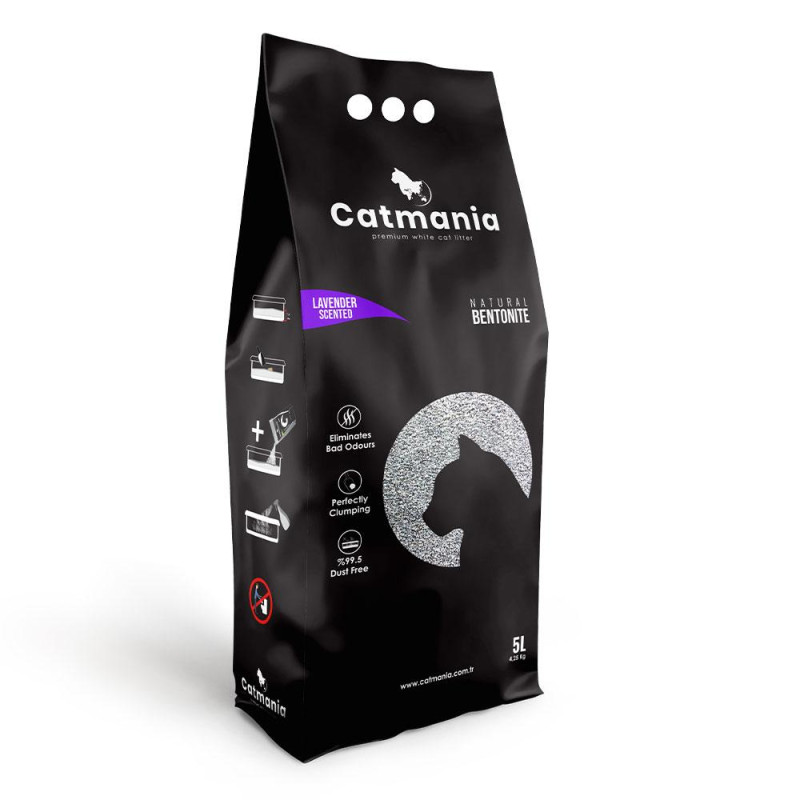 Бентонітовий наповнювач  CATMANIA лаванда + фіолет. гранули,  5л