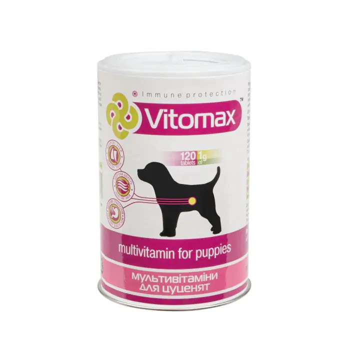 Вітомакс Мультивітамін Vitomax вітамінно-мінеральна добавка для цуценят всіх порід, 120 таблеток