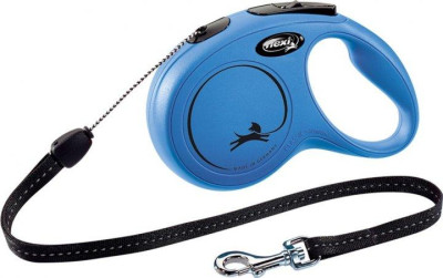 Повідець рулетка Flexi New Classic M, для собак вагою до 20 кг, трос 5 метрів, колір синій