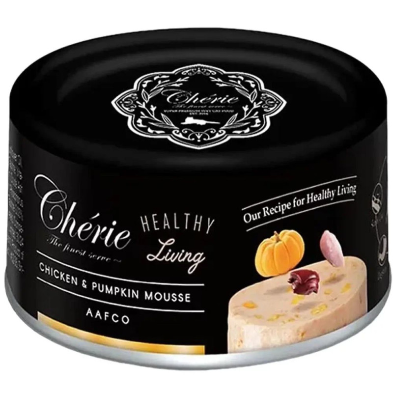 Cherie Healthy Living Chicken &amp; Pumpkin Mousse Cat мус із куркою та гарбузом, вологий корм для котів, 80 гр (CHT21706)