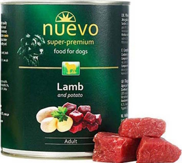 Nuevo Dog Adult Lamb &amp; Potato влажный корм для собак с ягненком и картофелем, 800 гр