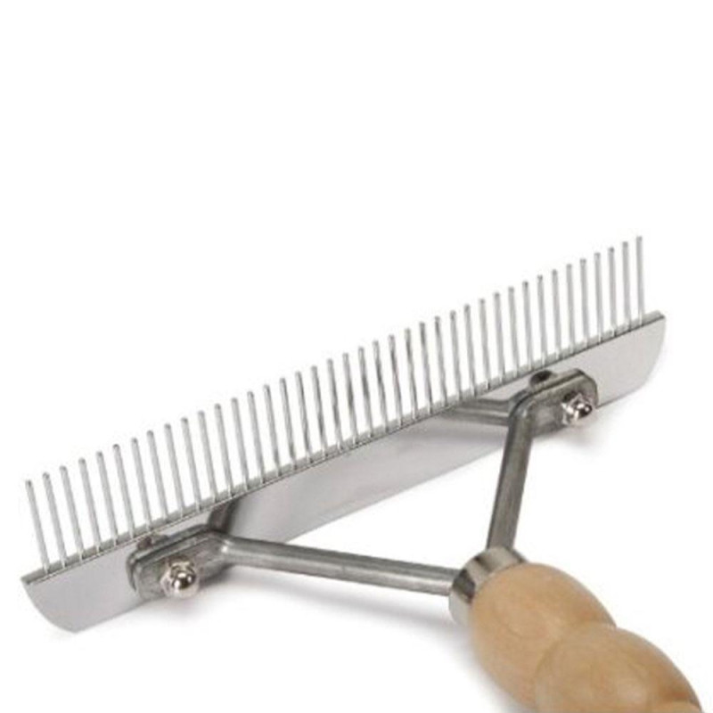 Інструмент для собак CAMON гребінець-граблі з 40 зубцями з дерев'яною ручкою, 16 см